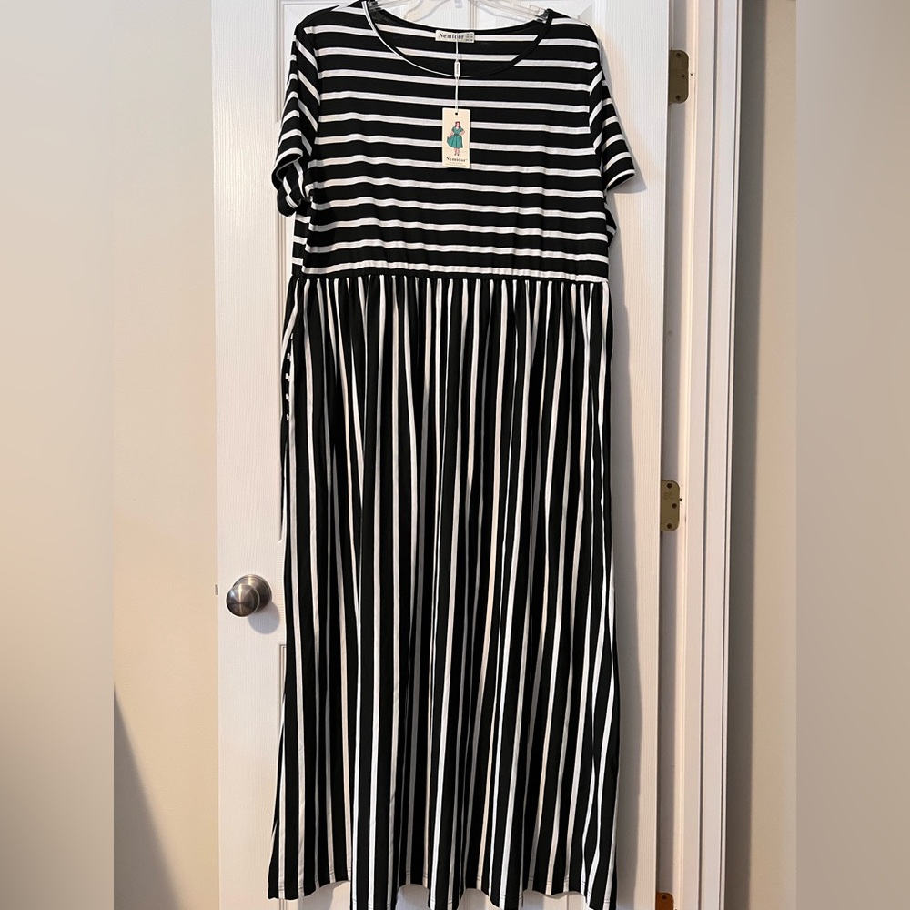 Striped Black and White Maxi Dress